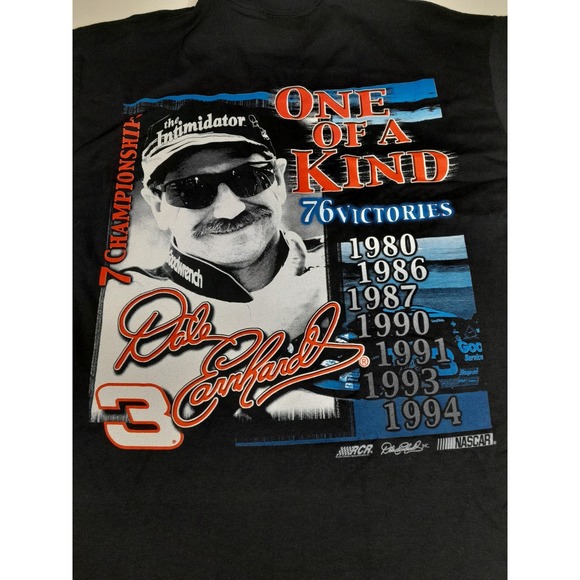 VTG  Dale Earnhardt T Shirt Men Sz L Black Nascar One Of A Kind Single Stitch - Picture 2 of 11